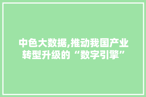 中色大数据,推动我国产业转型升级的“数字引擎”