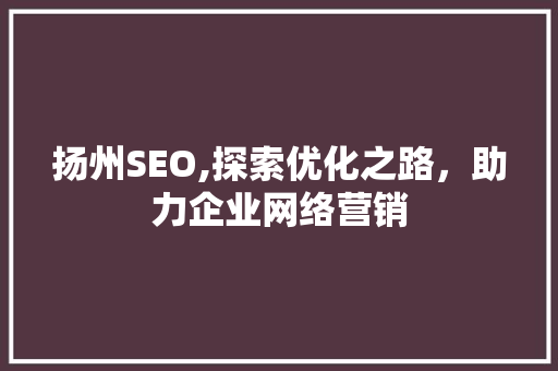 扬州SEO,探索优化之路，助力企业网络营销