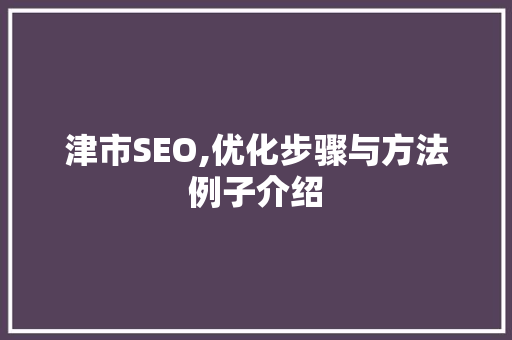 津市SEO,优化步骤与方法例子介绍