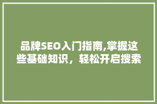 品牌SEO入门指南,掌握这些基础知识，轻松开启搜索引擎优化之旅