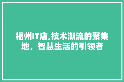 福州IT店,技术潮流的聚集地，智慧生活的引领者 响应式设计
