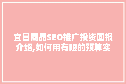 宜昌商品SEO推广投资回报介绍,如何用有限的预算实现最大的效益