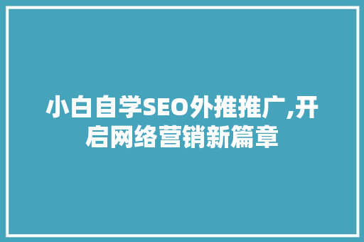小白自学SEO外推推广,开启网络营销新篇章