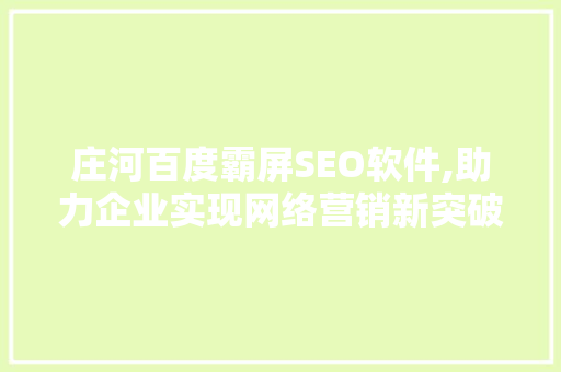 庄河百度霸屏SEO软件,助力企业实现网络营销新突破