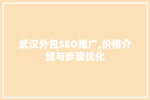 武汉外包SEO推广,价格介绍与步骤优化