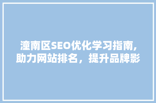 潼南区SEO优化学习指南,助力网站排名，提升品牌影响力