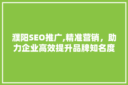 濮阳SEO推广,精准营销，助力企业高效提升品牌知名度