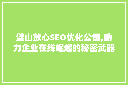 璧山放心SEO优化公司,助力企业在线崛起的秘密武器