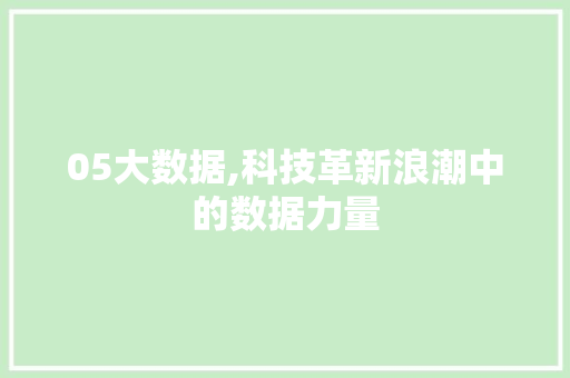 05大数据,科技革新浪潮中的数据力量