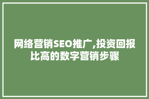 网络营销SEO推广,投资回报比高的数字营销步骤
