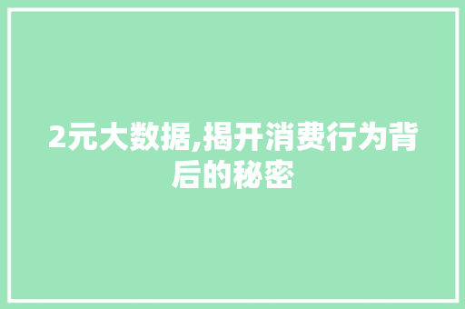 2元大数据,揭开消费行为背后的秘密