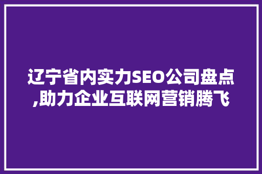 辽宁省内实力SEO公司盘点,助力企业互联网营销腾飞