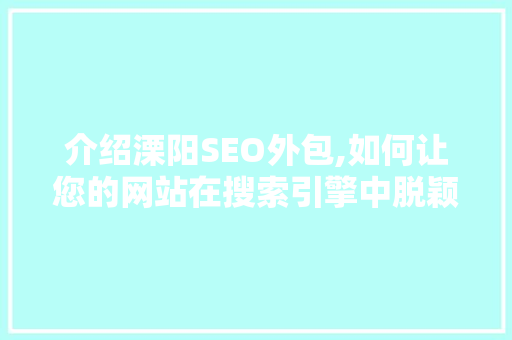 介绍溧阳SEO外包,如何让您的网站在搜索引擎中脱颖而出