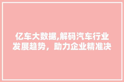 亿车大数据,解码汽车行业发展趋势，助力企业精准决策