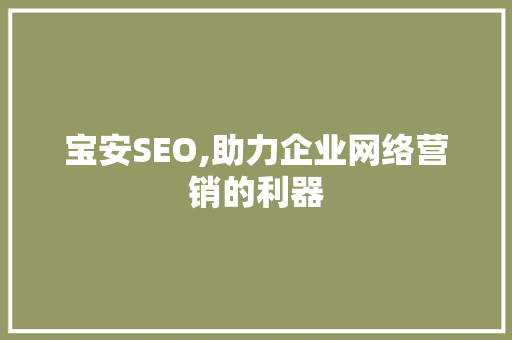 宝安SEO,助力企业网络营销的利器