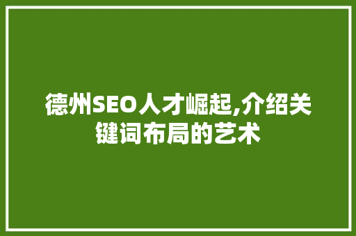 德州SEO人才崛起,介绍关键词布局的艺术