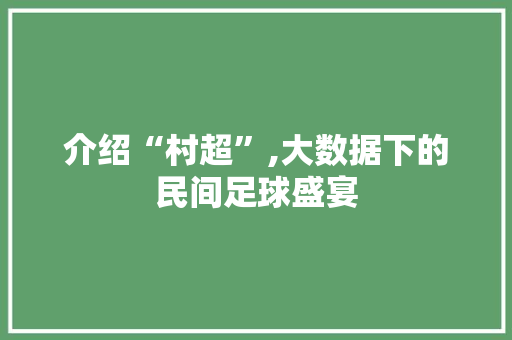 介绍“村超”,大数据下的民间足球盛宴