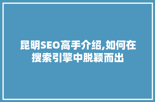 昆明SEO高手介绍,如何在搜索引擎中脱颖而出