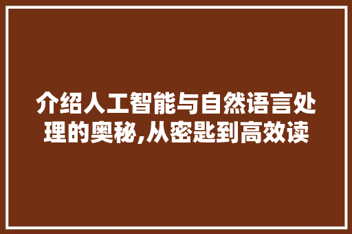 介绍人工智能与自然语言处理的奥秘,从密匙到高效读写