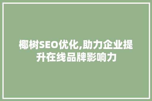 椰树SEO优化,助力企业提升在线品牌影响力