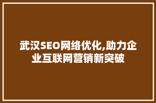 武汉SEO网络优化,助力企业互联网营销新突破