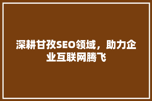 深耕甘孜SEO领域，助力企业互联网腾飞