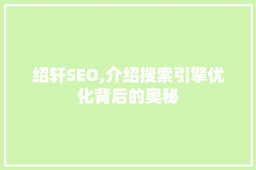绍轩SEO,介绍搜索引擎优化背后的奥秘