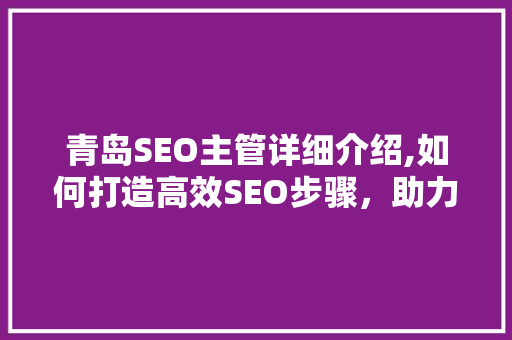 青岛SEO主管详细介绍,如何打造高效SEO步骤，助力企业腾飞