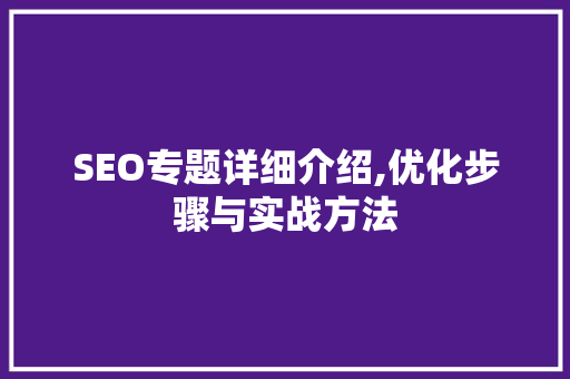 SEO专题详细介绍,优化步骤与实战方法
