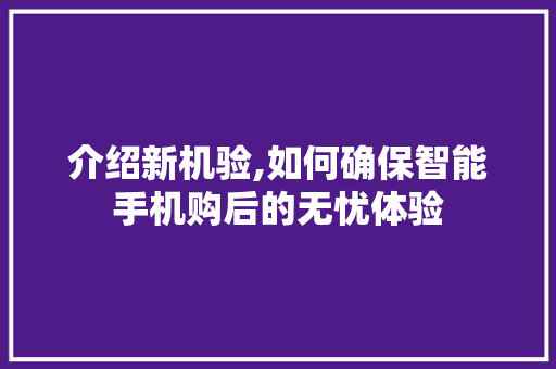 介绍新机验,如何确保智能手机购后的无忧体验