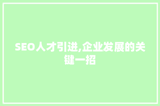 SEO人才引进,企业发展的关键一招