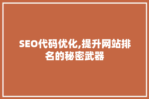 SEO代码优化,提升网站排名的秘密武器