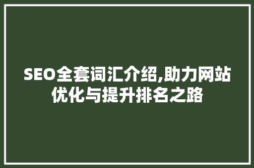 SEO全套词汇介绍,助力网站优化与提升排名之路