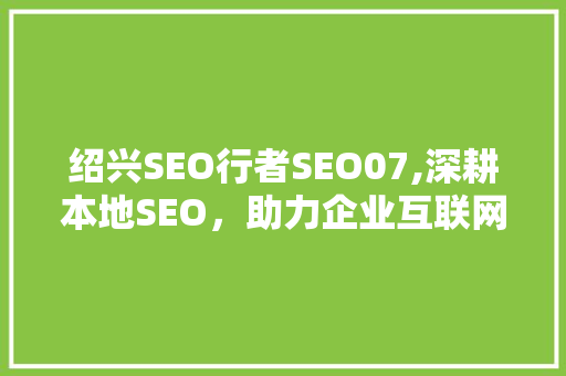 绍兴SEO行者SEO07,深耕本地SEO，助力企业互联网营销新篇章
