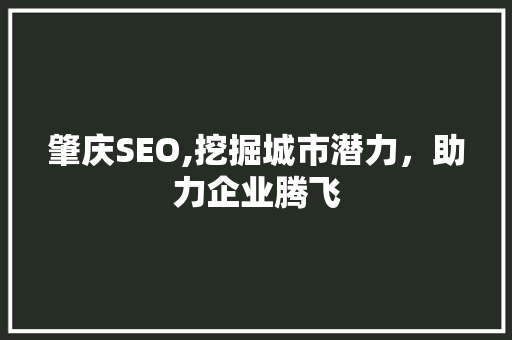 肇庆SEO,挖掘城市潜力，助力企业腾飞