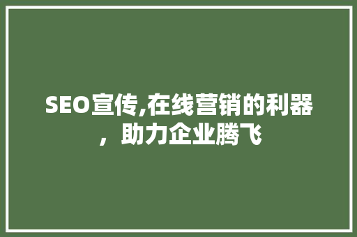 SEO宣传,在线营销的利器，助力企业腾飞