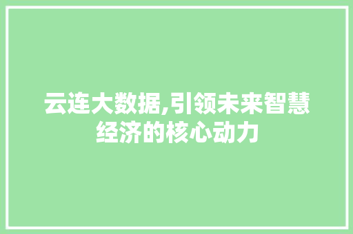 云连大数据,引领未来智慧经济的核心动力