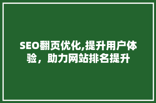 SEO翻页优化,提升用户体验，助力网站排名提升