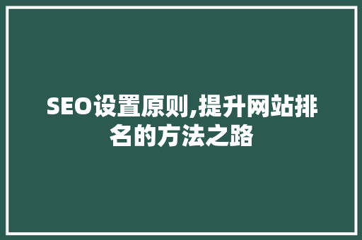 SEO设置原则,提升网站排名的方法之路