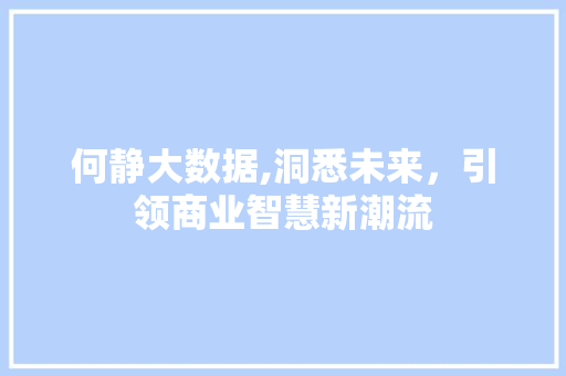 何静大数据,洞悉未来，引领商业智慧新潮流 项目报告