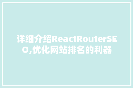 详细介绍ReactRouterSEO,优化网站排名的利器