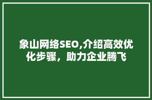 象山网络SEO,介绍高效优化步骤，助力企业腾飞