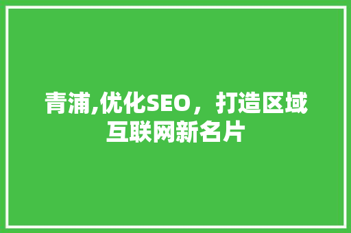 青浦,优化SEO，打造区域互联网新名片