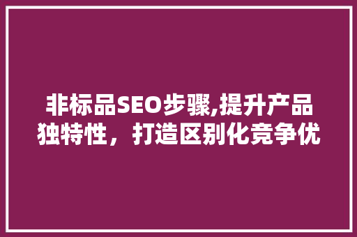 非标品SEO步骤,提升产品独特性，打造区别化竞争优势