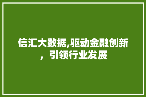 信汇大数据,驱动金融创新，引领行业发展