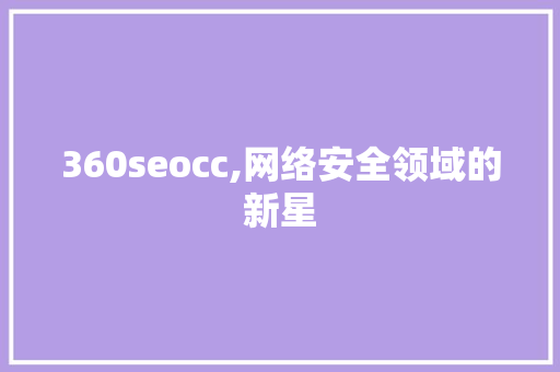 360seocc,网络安全领域的新星