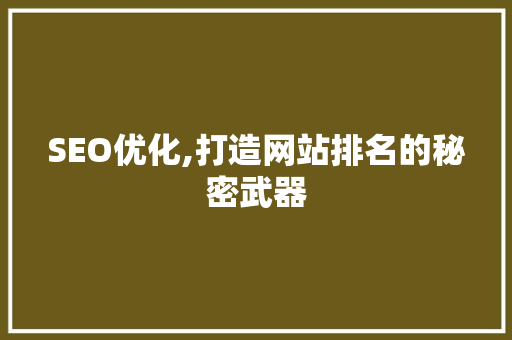 SEO优化,打造网站排名的秘密武器