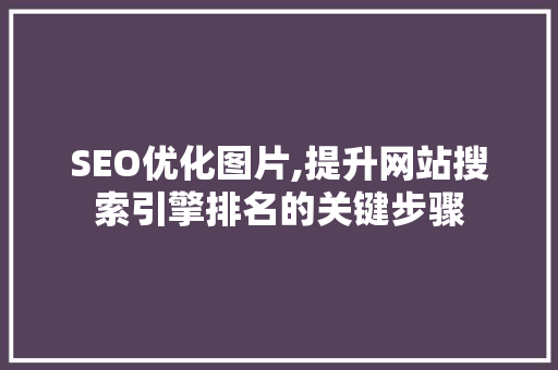 SEO优化图片,提升网站搜索引擎排名的关键步骤