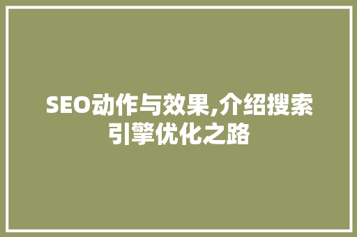 SEO动作与效果,介绍搜索引擎优化之路