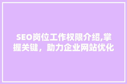 SEO岗位工作权限介绍,掌握关键，助力企业网站优化